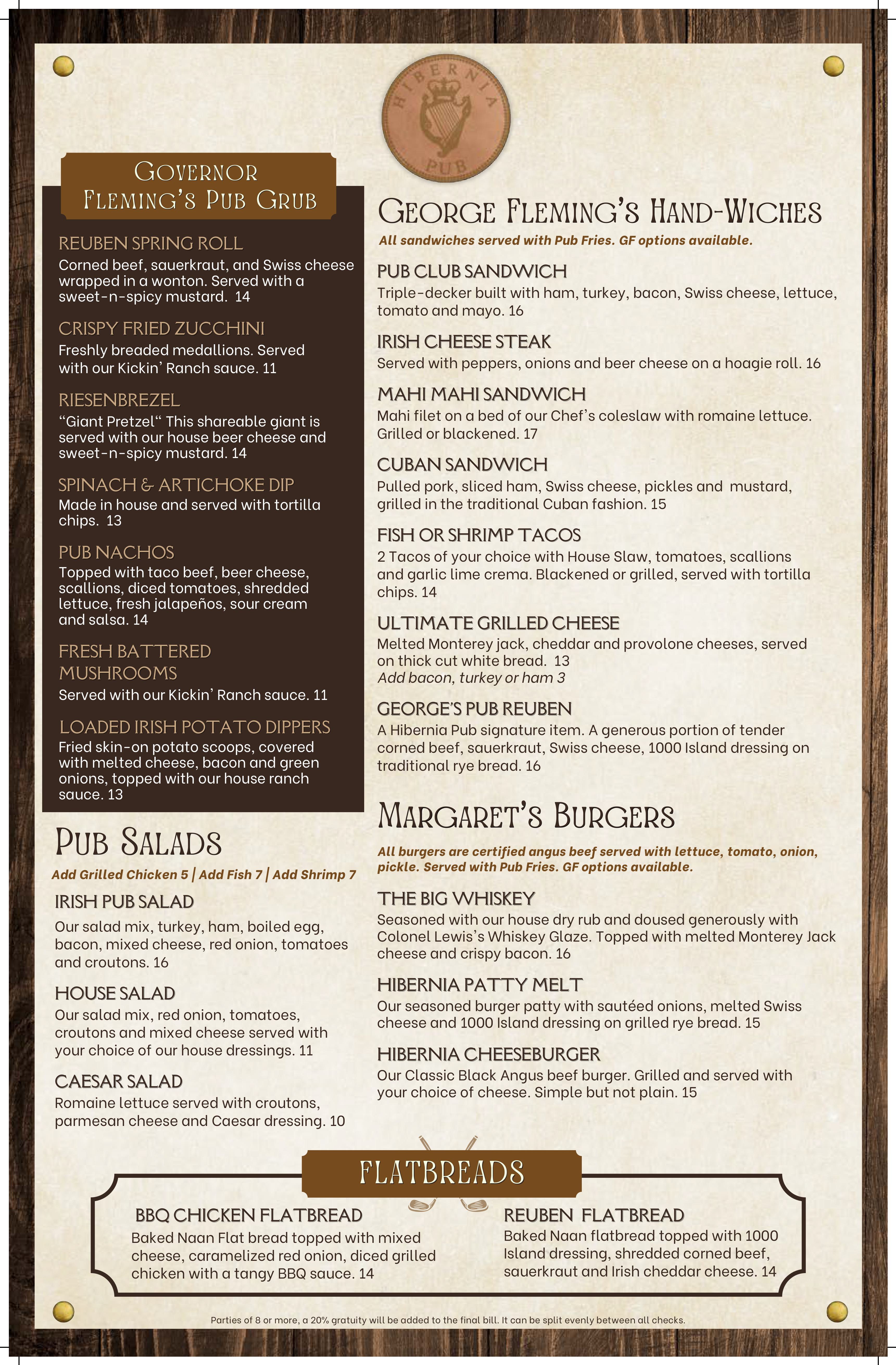 Hibernia Pub Menu 1052025 images 0